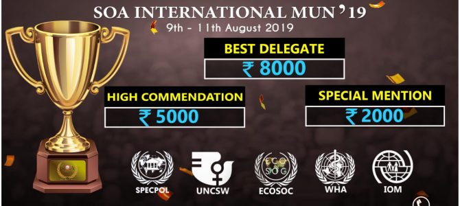 SOA International Model United Nations 2019 scheduled to start on 9th August 2019