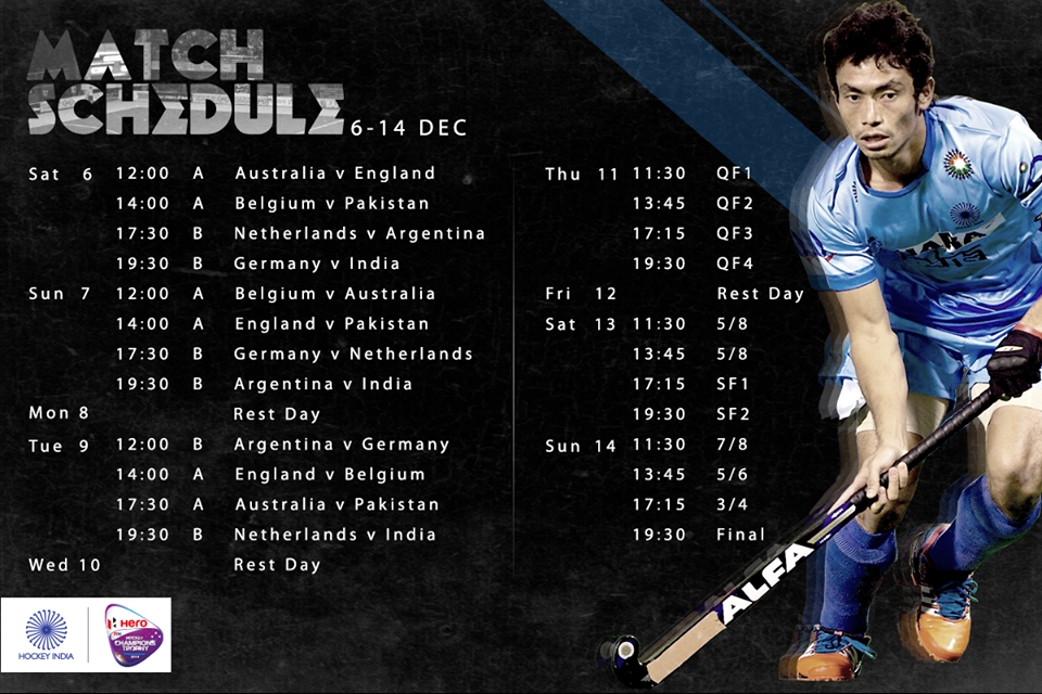 Champions Trophy hockey in Bhubaneswar - Full Schedule - Bhubaneswar Buzz