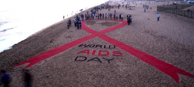 World’s Longest AIDS Ribbon via sandart in Odisha for World AIDS Day