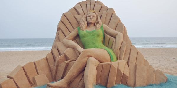 Sandart from Puri beach Odisha on International Womens Day