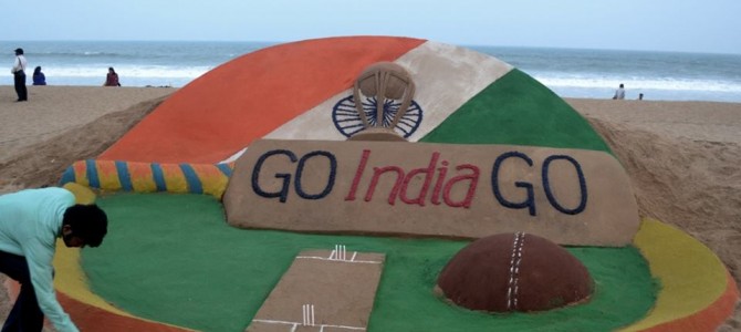Sandart by Sudarshan Pattnaik for India Australia Worldcup Semifinal
