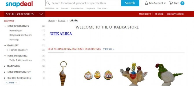 Odisha Handicrafts now in Snapdeal through Utkalika