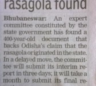 400 year old document on Rasagola Found, what do you think on GI tag of WB?
