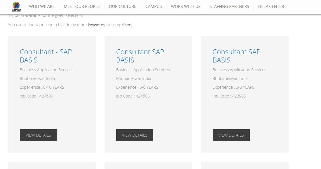 wipro requirements SAP bhubaneswar buzz