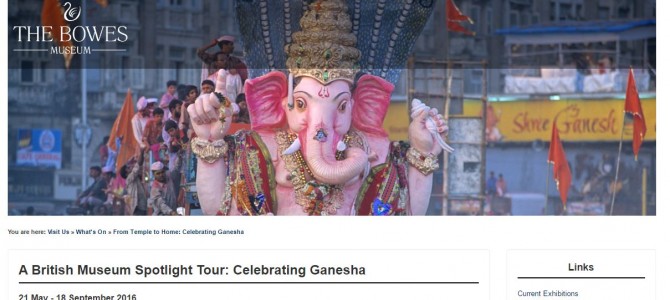 Bowes Museum in England is having “Celebrating Ganesha” with Idol Carved in Odisha