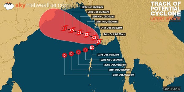 Latest Status on Potential Cyclone / Deep depression over Bay of Bengal from Skymetweather