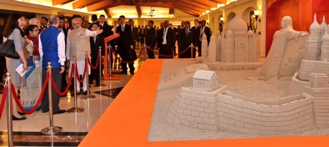 PM Narendra Modi himself showcases Sudarsan Pattnaik Sandart to BRICS premiers made of sand from all these countries