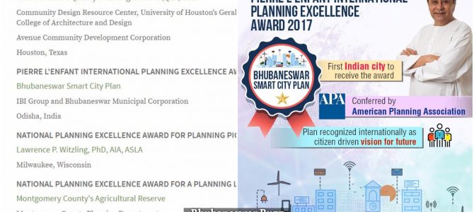 Bhubaneswar becomes 1st indian city to win presitigious American Planning Association award for Smart city plan