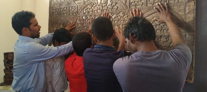 Visually challenged students visit purvasa folk and tribal art museum at barakul